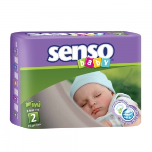 Подгузники для детей Senso Baby mini (3-6кг) с кремом-бальзамом (26шт)